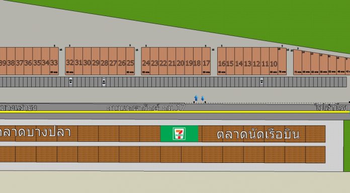 ทำเลทอง ทำเลค้าขาย แห่งใหม่ ติดถนนเทพารักษ์ กม.17 ตรงข้ามตลาดนัดเรือบิน